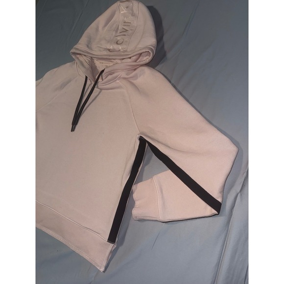 Calvin Klein Performance Pink Hoodie Black Side Stripe Logo Hood Sweatshirt L - Picture 7 of 10